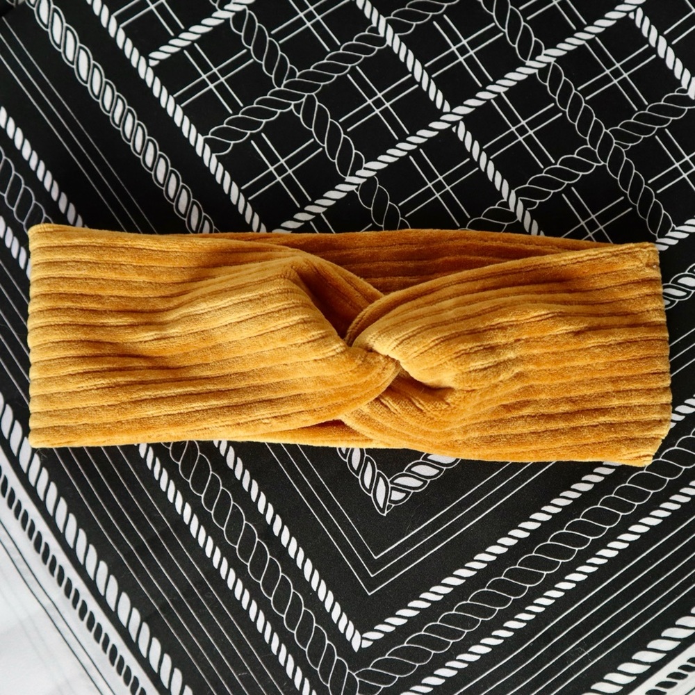Mustard Yellow Ribbed Velvet Headband